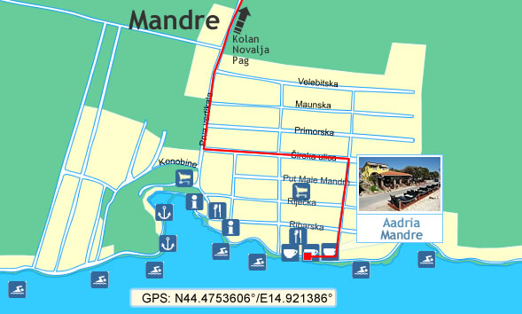 Apartmani Adria  - Mandre (karta mjesta)